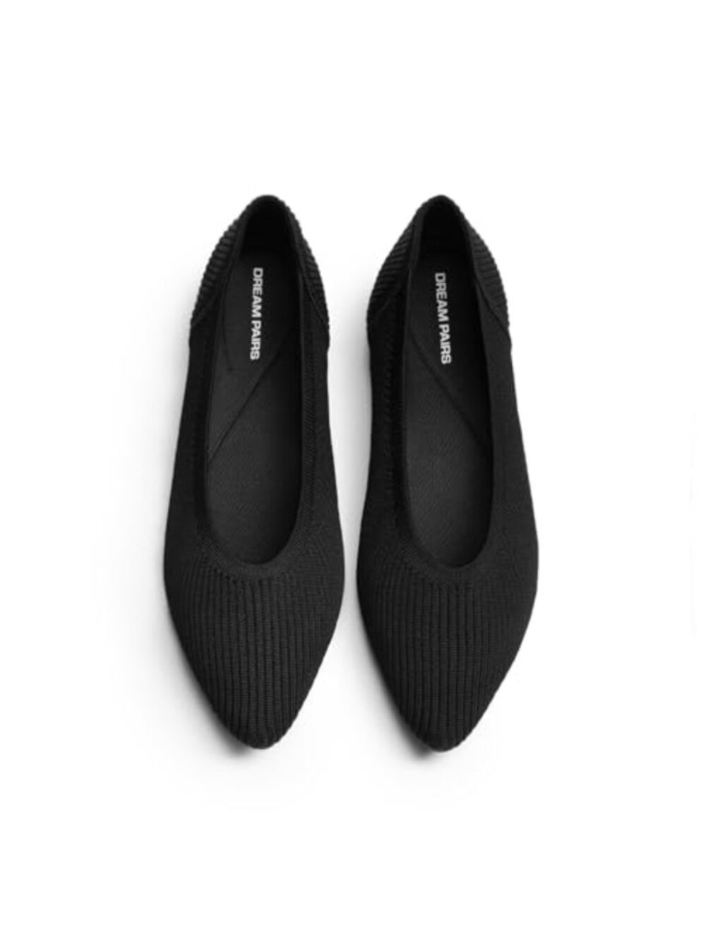 Women's Knit Ballet Flats, Pointed Toe Slip-On, Cushioned Insole, Foldable &